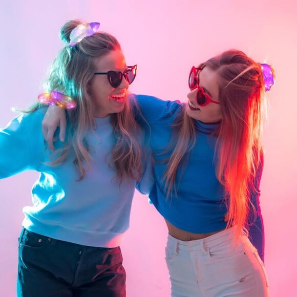 LED Hair Scrunchies 20PCS Colorful Glitter Luminous Hair Bands for Parties - Picture 4 of 5